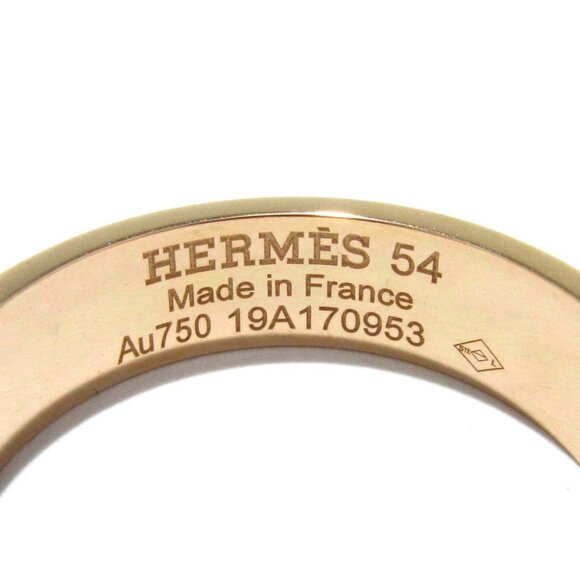Auth HERMES Kelly - 18K Rose Gold Diamond 1******** Ring - Picture 2 of 6